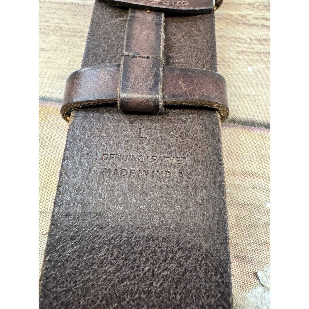 Frye Womens Brown Leather and Brass Grommet Belt L - Picture 6 of 7